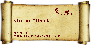 Kleman Albert névjegykártya